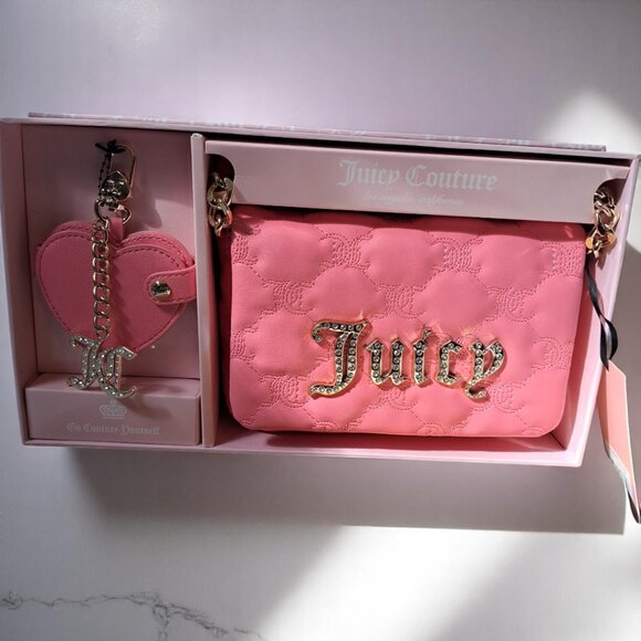 Juicy Couture Flap Crossbody and Keychain Pink Lemonade NWT - Picture 8 of 8